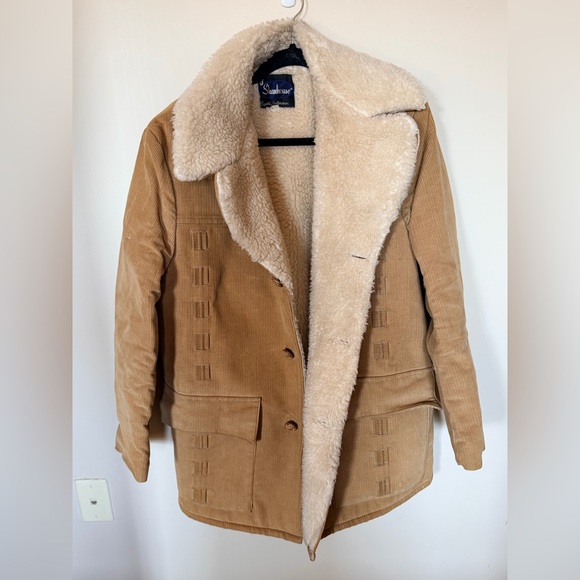 Vintage Other - Vintage shearling corduroy coat tan men’s 40 M